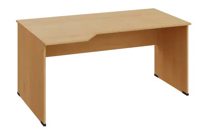 EZL 18 - 164 stůl kancelářský, rohový, levý, dřevěná podnož, deska 18 mm, široký 1600 mm, javor horský